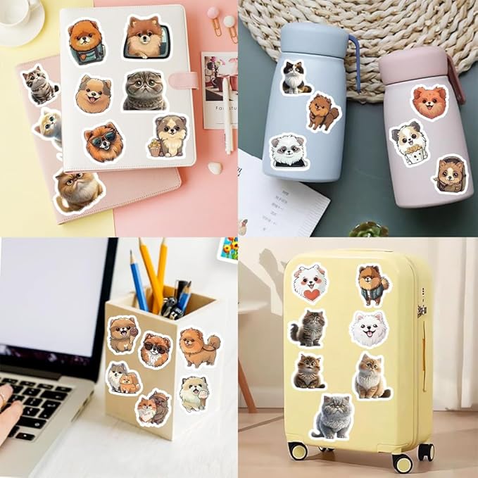 50Pcs Waterproof Vintage Stickers,Scrapbooking Supplies Kit,Aesthetic Decorative Craft Sticker for Planner, Bullet Journaling, Junk Journal, Water Bottles, Laptop, Retro Craft.Dogs and Cats