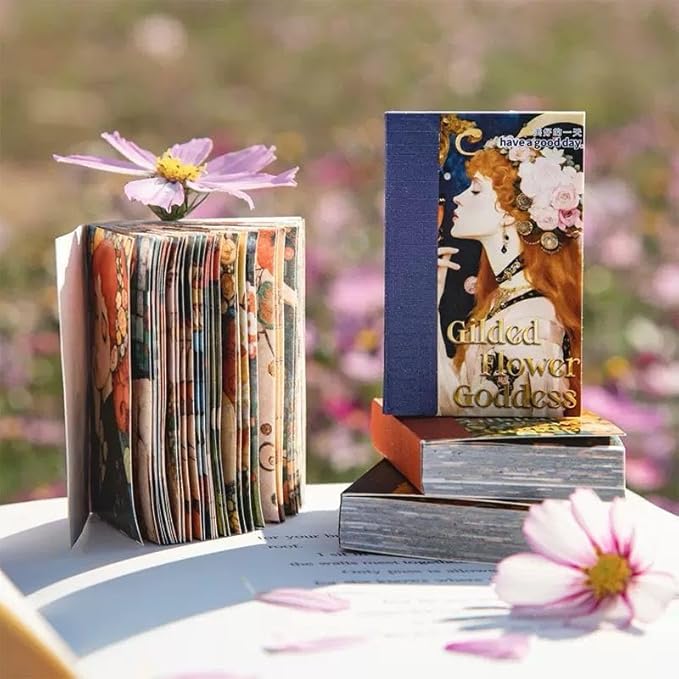 Aromoty 6 Sets 300 Pcs Washi Stickers Set Aesthetic Sticker Book (Flower Goddess-4 Sets)