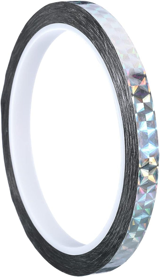 PATIKIL Prism Tape 0.3 Inch x 55 Yards, Holographic Metalized Reflective Adhesive for Detailing Accent Wall Decor Art, Silver