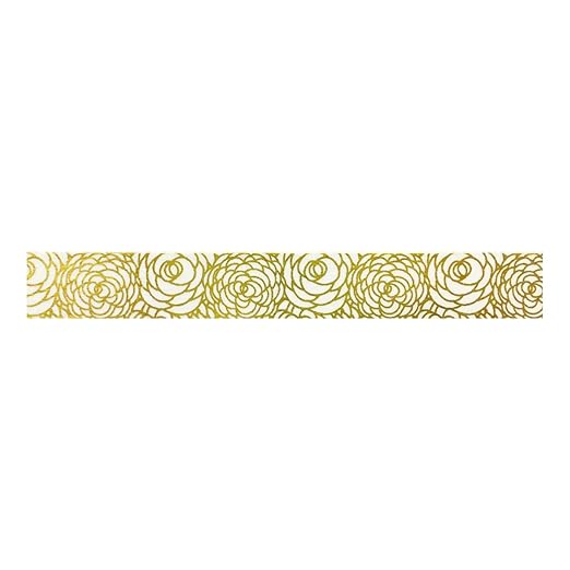 Wrapables Colorful Washi Masking Tape, Metallic Gold Peonies