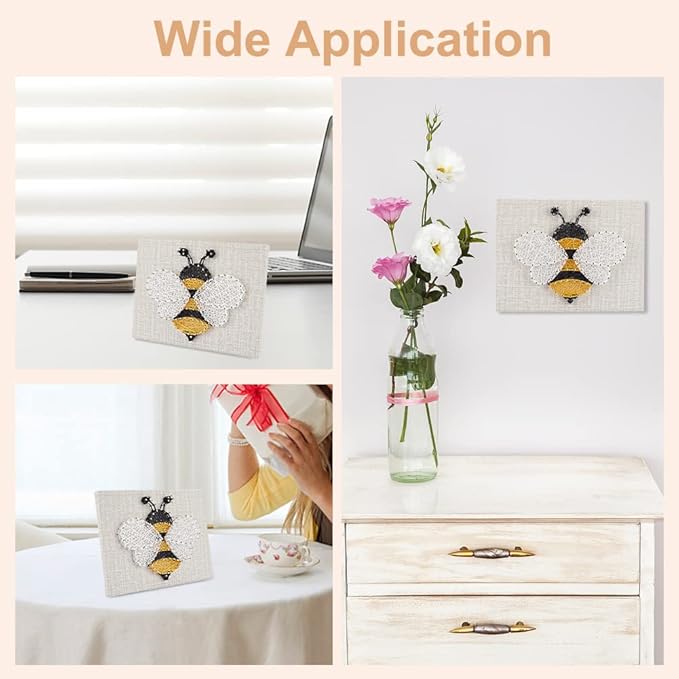 WEBEEDY 3D String Art Kit for Adults Beginners, DIY Bee String Craft Kit, Include All Necessary Accessories and Frame, Christmas Mother's Day Home Wall Decorations Unique Women Gift