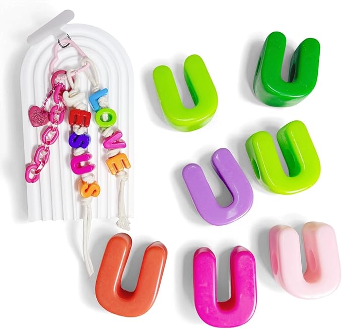 Maerolre 20Pcs Large Letter Beads, 20mm Big Acrylic Bubble Alphabet Beads, Colorful Plastic Beads for DIY Keychains, Jewelry Making, Phone Crafts Projects - U