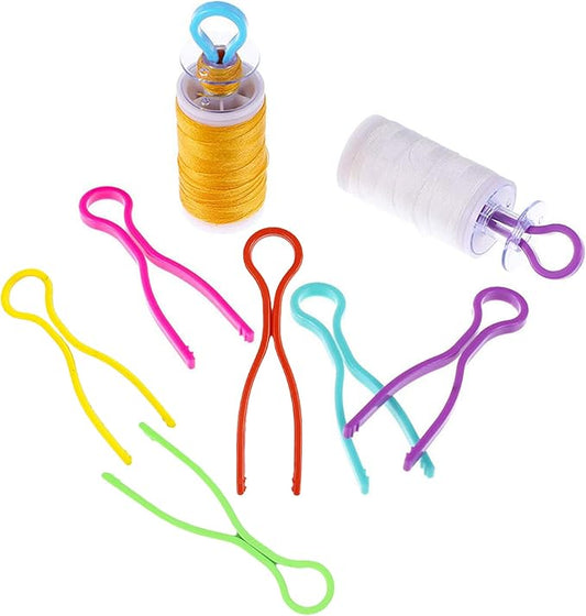 50 PCS Sewing Bobbin Thread Holders,Sewing Thread and Bobbin Organizer Holder Accessories and Supplies for Craft Embroidery Plastic Thread Clamps Spools Organizers,Colorful Ramdon 6,LXLVOUEG