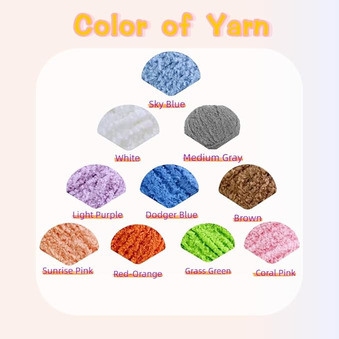 Plush Crochet Yarn for Beginner, 10 Assorted Colors Fluffy Blanket Yarn for Amigurumi and Crocheting 17.6Oz/87.5yds