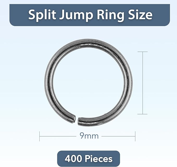 Mandala Crafts Assorted Gunmetal Jump Rings Jewelry Findings Metal O Rings for Jewelry Making Supplies - 400 9mm Small Open Jump Rings Kit for Necklace Earring