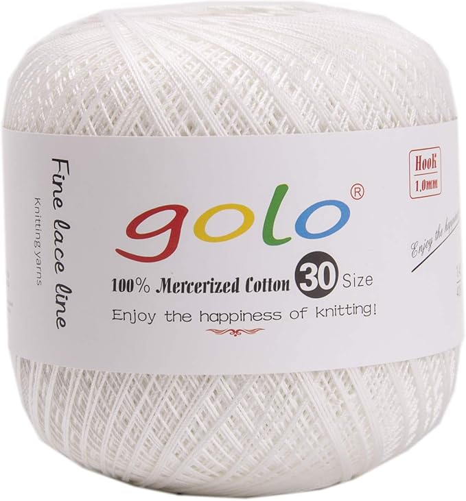 golo Cotton Yarn for Hand Knitting Pearl White Yarn for Tatting Lace Yarn Crochet Thread 703