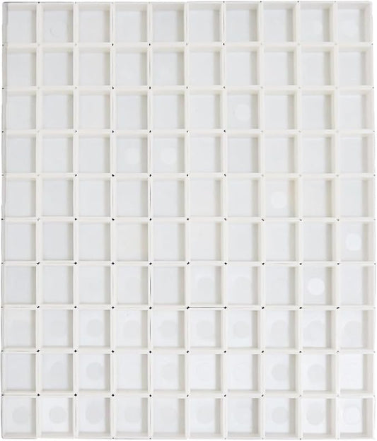 100Pcs White Plastic Empty Watercolor Half Pans – 2ML Capacity, Refillable Paint Pans for DIY Solid Watercolors, Gouache – Fits Metal Watercolor Tins & Travel Palette Box