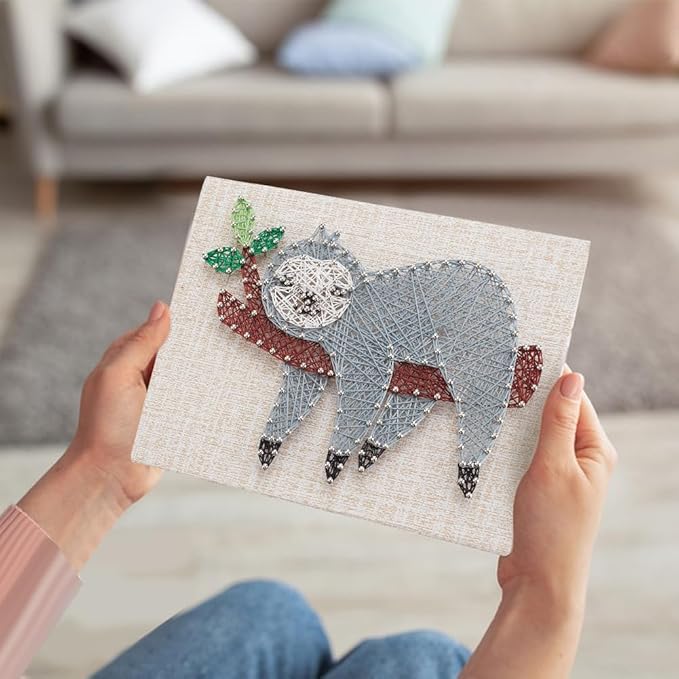 WEBEEDY DIY String Art Kit for Adults Beginners, Cute Sloth Animal Nail String Craft Kit, Include All Necessary Accessories and Frame for Christmas Mother's Day Valentine's Day Home Wall Decor Gift