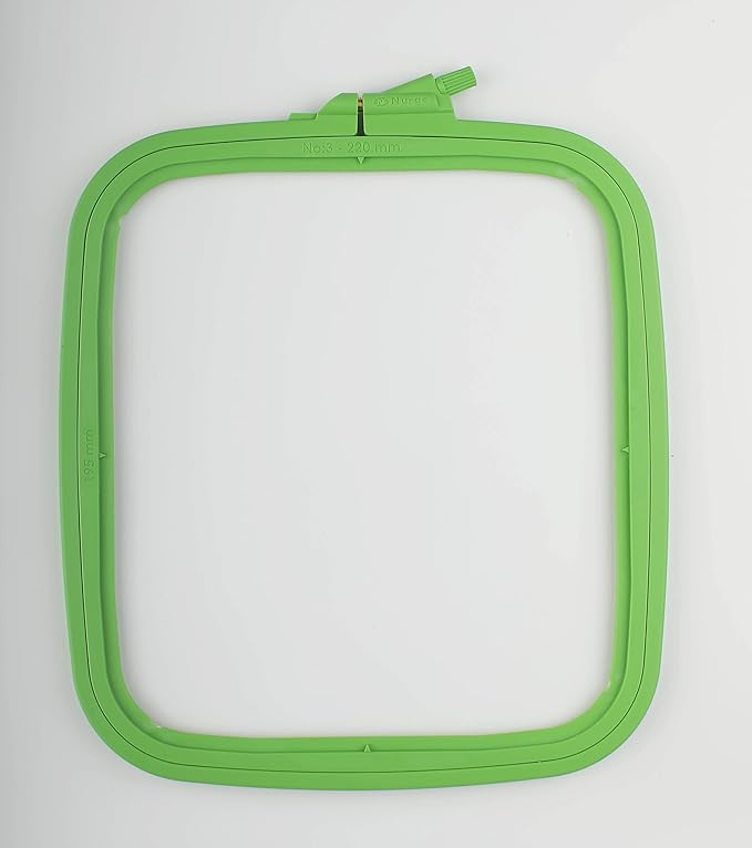 nurge square embroidery hoop - plastic cross stitch frame for needlepoint & embroidery - adjustable craft hoop - green - no:3 (medium)