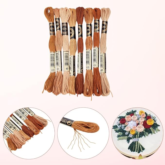 24 Skeins 6 Strands Variegated Embroidery Floss Cross Stitch Threads Gradient Friendship Bracelets Yarn String Bulk with 12Pcs Floss Bobbins for Hand Sewing Bracelet Crafts Crochet Stitching