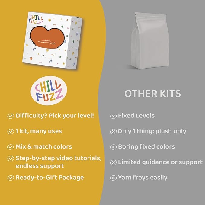 ChillFuzz Animal Crochet Kit Beginner Crochet Kit for Adults with Yarn Hook and Instructions Fun DIY Craft Kit Yoga Cat