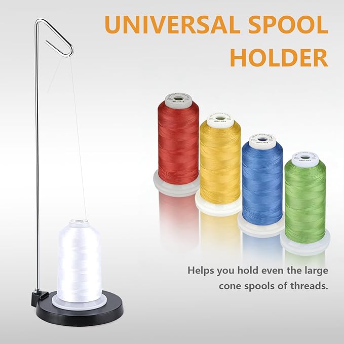 Simthread Spool Holder for Embrodiery, Sewing and Quilting Thread, All Metal Thread Stand, Black