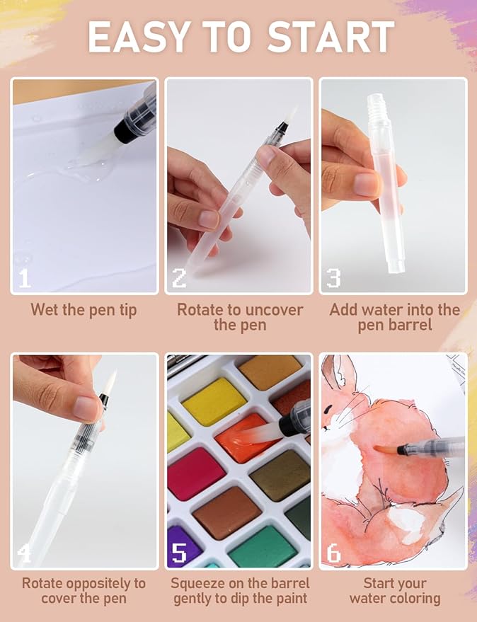 nicpro 100 colors watercolor paint set include metallic macaron & fluorescent, 8 synthetic squirrel painting brushes, 25 water color paper, palette, art supplies kit for artist adult beginner with gift box