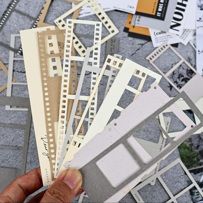 Diuhofart Vintage Scrapbook Supplies Kit, 80Pcs Diecut Film Strips Photo Frames Stickers for Junk Journal Supplies, Scrap Booking Materials, Quote Stickers for Journaling, Scrapbooking, Crafts Arts