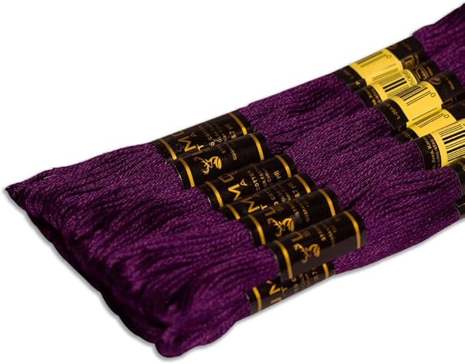 12 Pieces Dark Purple Violet 102/550 Premium Embroidery Thread Egyptian Cotton Skeins Cross Stitch Floss Oeko TEX Stranded Dark Purple 102