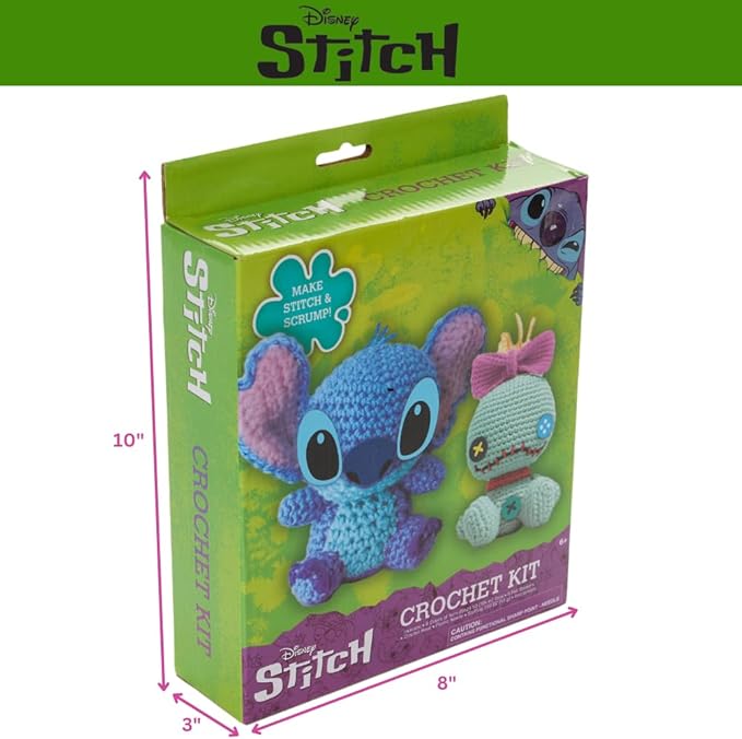 Innovative Designs Disney Lilo and Stitch Crochet Kit for Beginners, DIY Crochet Kits for Adults, Teens, Kids, Instruction Manual – Stitch and Scrump