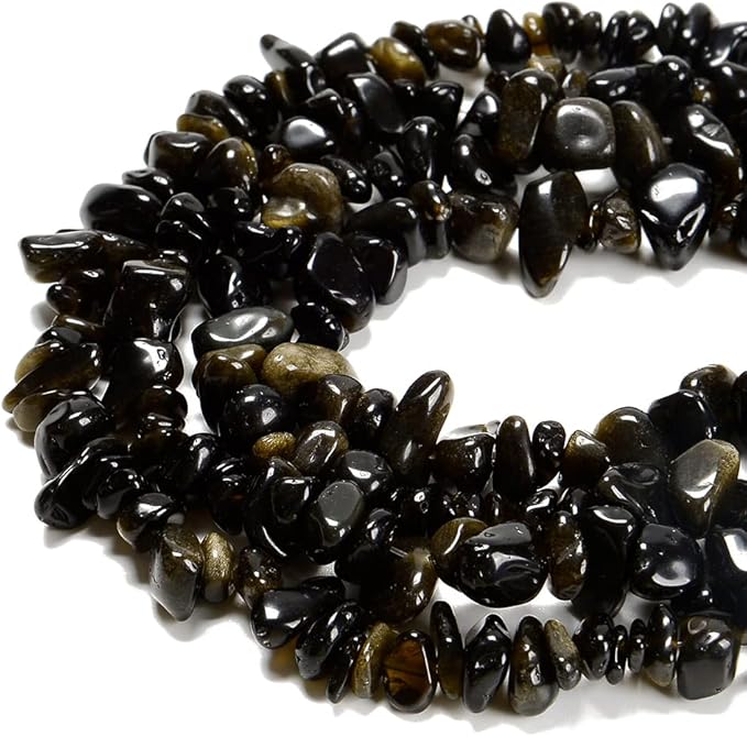 7-8mm Natural Gold Obsidian Gemstone Chips Beads Healing Crystals Waist Bracelets Necklace Kit Irregular Stone DIY Crafts Design Jewelry Making
