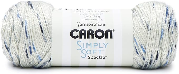 Caron Simply Soft Blue Gingham Speckle Yarn - 3 Pack of 141g/5oz - Acrylic - 4 Medium (Worsted) - 235 Yards - Knitting/Crochet