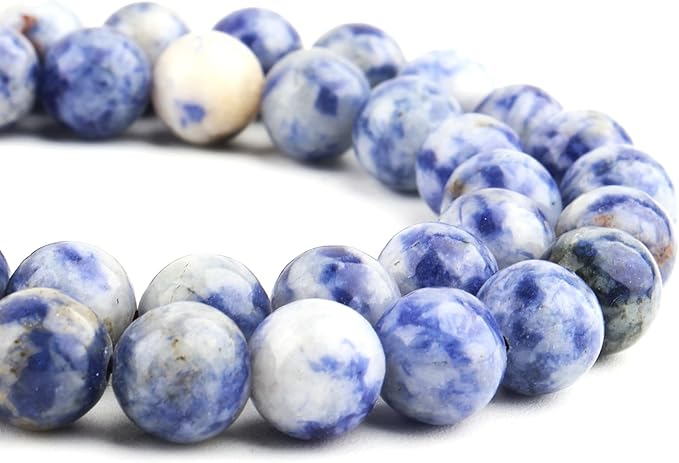 Natural Stone Beads for Jewelry Making - 8mm Gemstone Round Beads for Bracelets(45-47pcs, 8mm, Blue Spot Jasper)