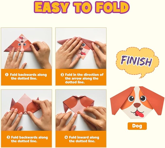 Pigipigi Kids Craft Origami Paper Kit for Kids Ages 5-8 8-12, with Guiding Book, 208 Sheets DIY Art and Crafts Supplies, Colorful Folding Papers Set Projects Gifts Activity for Boy Girl Toys(Cartoon)