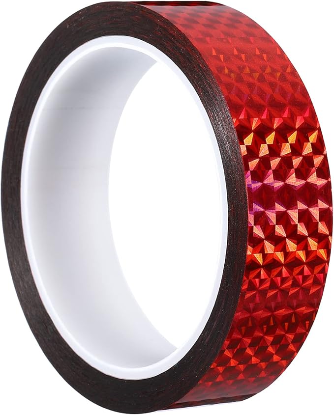 PATIKIL Prism Tape 1 Inch x 55 Yards, Holographic Metalized Reflective Adhesive for Detailing Accent Wall Decor Art, Red