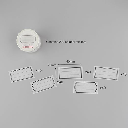 Japanese Label Writable Washi Tape / 25mm x 10M / 200 Stickers (Black)