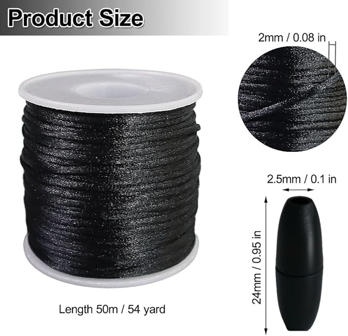 Ewparts Breakaway Clasp with Lanyard String 30 Pairs Safety Break Away Clasps Bead Barrel Connectors with 50m Black Nylon String 2mm Nylon Cord for Bracelets,Necklace,Adults Jewellry Making Craft Kit
