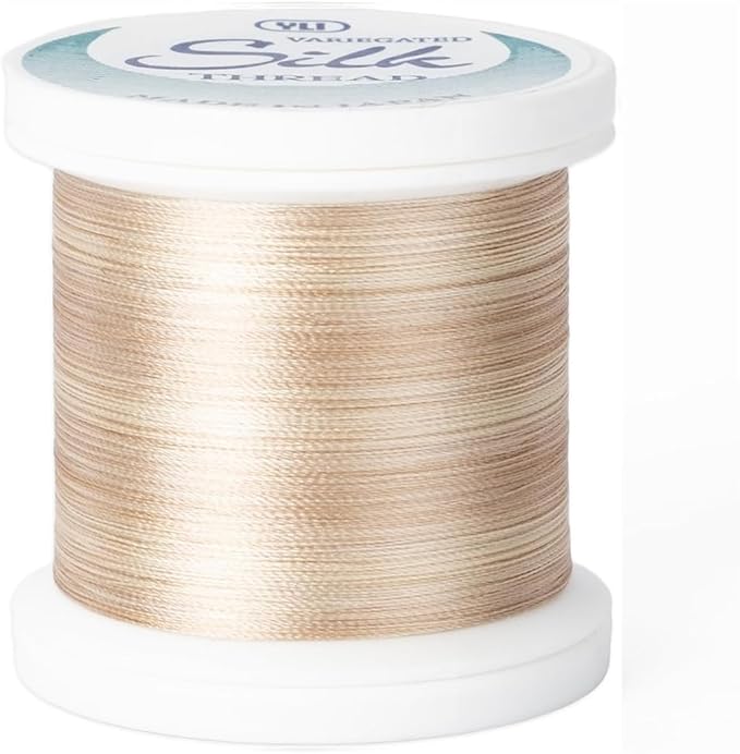 YLI Threads Silk Thread – 100 wt Fine Japanese Silk for Appliqué, EPP, and Quilting - Variegated Tan