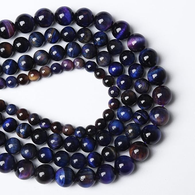 90PCS 8mm AAA Natural Tiger Eye Stone Beads Gemstone Round Spacer Loose Beads for Jewelry Making DIY Bracelet,Necklace, Earrings 2 Strand 32"