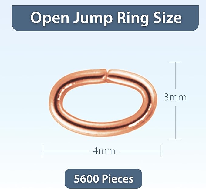 Mandala Crafts 4X3mm Rose Gold Oval Jump Rings Jewelry Findings Metal O Rings for Jewelry Making Supplies - 5600 Small Open Jump Rings Kit for Necklace Earring