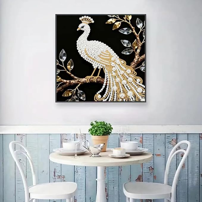 GEMFAMILY Special Shaped Diamond Art Painting Kits for Adults, Peacock 5D Pearl Diamond Painting Kits for Adults Beginner,DIY Diamond Dots Gem Art Craft for Home Decor 11.8 x 11.8 inch