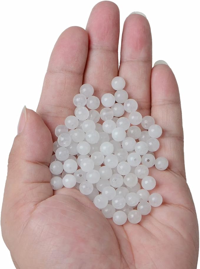 bymitel 6mm natural white jade round beads gemstones genuine with 210pcs diy jewelry making unisex (6mm 210pcs, white jade)