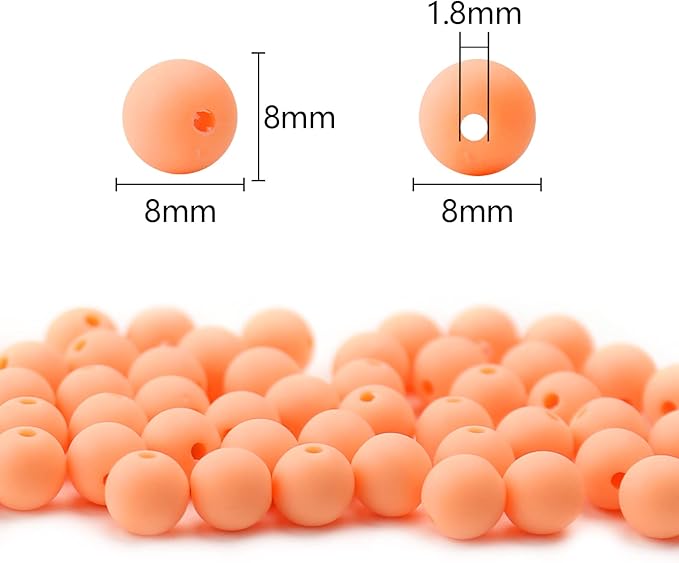 500pcs 8mm matte light orange acrylic round beads, frosted round acrylic balls gumball beads, bubblegum beads chunky beads, plastic resin beads for necklace and bracelet making, crafting supplies