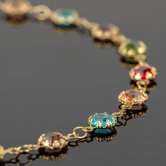 UMAOKANG Colorful Crystal Jewelry Chains Bulk 18K Gold Plated Brass Chain for Jewelry Making Women Necklace Bracelet DIY Craft Chain Roll