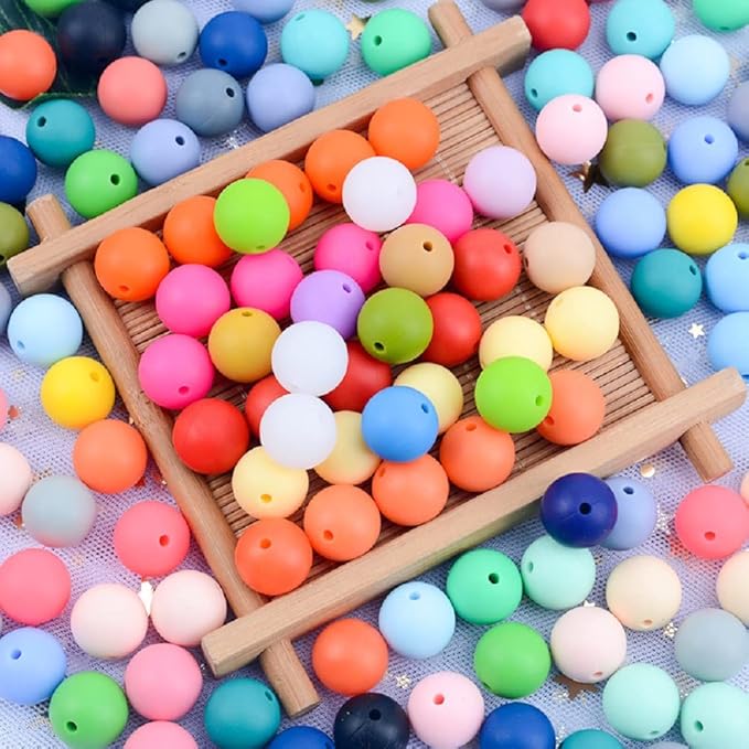 70Pcs 12mm Round Rubber Silicone Bead Bulk Loose Beads Gorgeous Making Kit for Keychain Tassels Necklace Bracelet Jewelry DIY Crafts Making