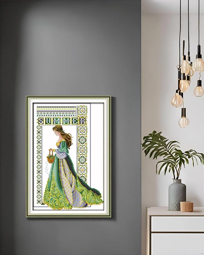 CaptainCrafts Cross Stitch Counted Cross Stitch Kits Unstamped White Cloth Embroidery Kit Needlecrafts (Summer Angel, No Preprint Counted 14CT)