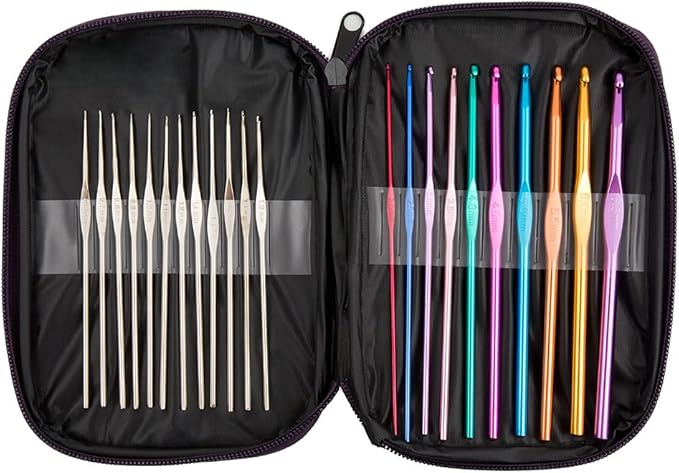 22Pcs Crochet Hooks Set, BetyBedy Aluminum Handle Knitting Needles, Multicolor Crochet Needles for Yarn Craft, 0.6~6.5mm