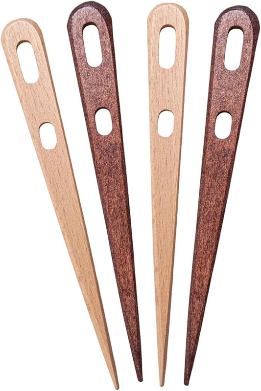 4Pcs Multipurpose Large Two-Eyed Nalbinding Needle – Tapestry Needle for Weaving, Knitting, and Crochet – Handmade Binding Tool in Beech Wood