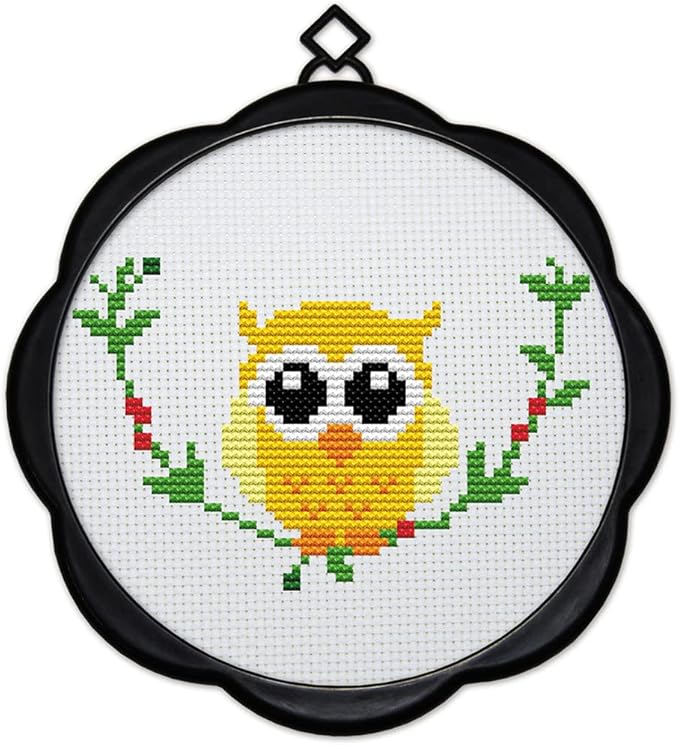 Awesocrafts Cross Stitch Kits Owl 11CT Stamped Patterns Easy Cross Stitching Embroidery Needlework Kit Supplies (Owl)