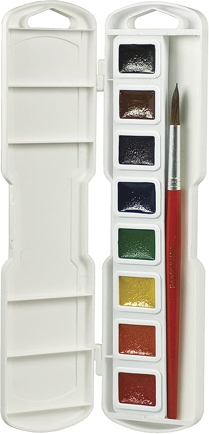 Prang PROFESSIONAL WATERCOLORS, 8 ASSORTED COLORS, RECTANGULAR PAN PALETTE TRAY