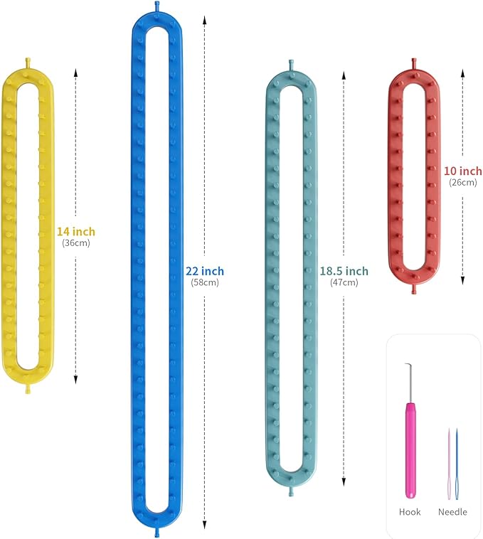 cureder Knitting Loom Craft Kit - Long Knitting Loom and Round Knitting Loom - Include 2 Knitting Yarn Loom Needle and 2 Plastic Loom Pick, (4 Round Loom&4 Long Loom), Great for Kids or Baby Blanket