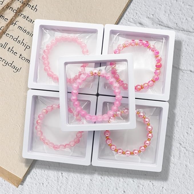 DIPSEOI 8mm Glass Beads for Bracelet Kit - 900 Pcs Jewelry Making Kits Bead DIY with Spacer Charms (Pink Series)