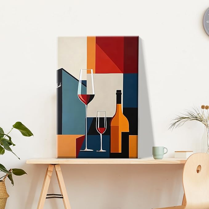 JOOZ Paint by Numbers Kit for Adults with Frame Wine Glass Paint by Number with Easel Adult Paint by Number Kits Framed Canvas Easy Oil Painting Kits for Home Wall Decor 8x12 Inch