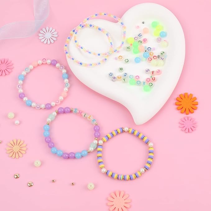 Glow in The Dark Beads UV Letter Alphabet Smile Star Glass Seed Clay Pearl Beads Plastic Pony Hair Bead Acrylic Colorful Changing Bead for DIY Craft Bracelet Necklace Jewelry Making Kit Mix Bulk