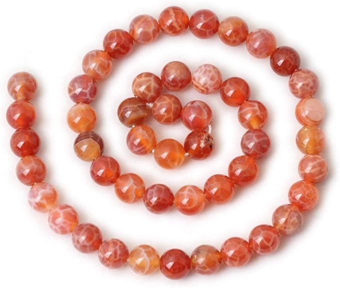 45PCS 8mm Natural Red Dragon Vein Agate Round Loose Beads for Jewelry Making 1 Strand 15 inch