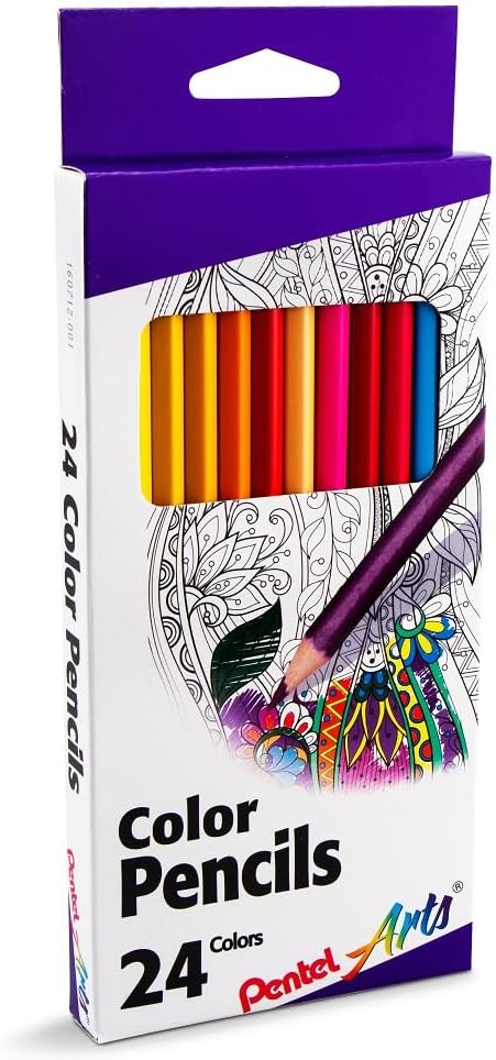 Pentel Arts Colored Pencils, Assorted Colors, Set of 24 (CB8-24)