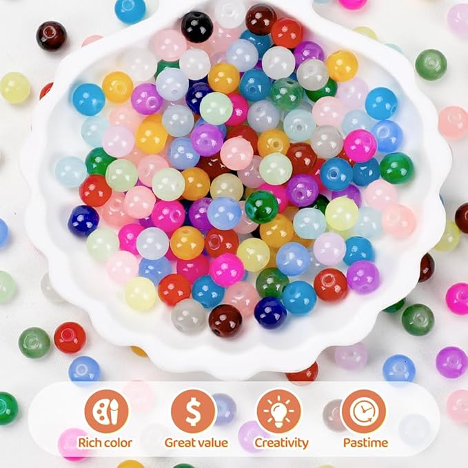 Brown Glass Beads for Crafts– Bright Color 8mm Crystal Glass Beads for Bracelets, Necklace & DIY Crafts