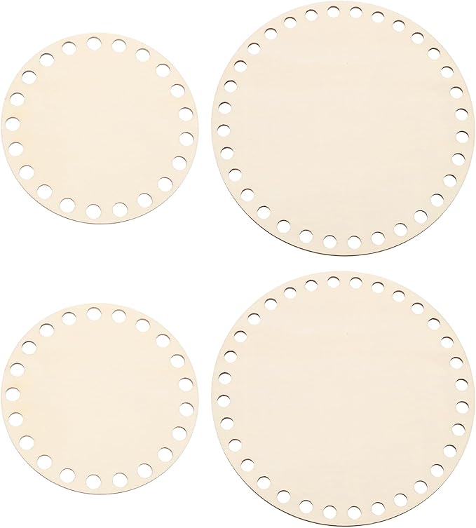 PATIKIL 4"/6" Diameter Crochet Basket Bottom, 4Pcs Round Blank Crochet Knitting Wooden Base for DIY Craft Weaving Basket Making Supplies Home Decoration, Wood Color