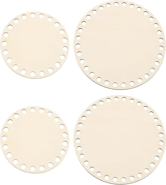PATIKIL 4"/6" Diameter Crochet Basket Bottom, 4Pcs Round Blank Crochet Knitting Wooden Base for DIY Craft Weaving Basket Making Supplies Home Decoration, Wood Color