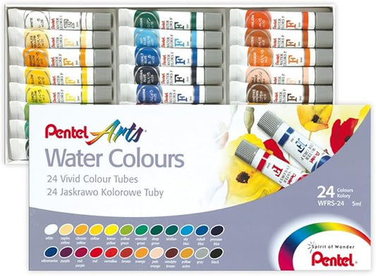 Pentel Arts Water Colors, Assorted Colors, Pack of 24 (WFRS-24)